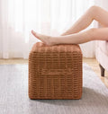 Hobestluk Square Ottoman Pouf Foot Rest Burnt Orange for Couch Living Room by YourHomeDeservesMore