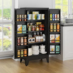 Black Kitchen Pantry Storage Cabinet, 48" Metal Storage Cabinet by RISTERN