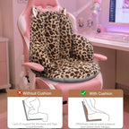DOBUONO Comfy Office Chair Cushion, Cute Seat Cushion Leopard Print Cushion for Gaming Chair with Backrest Non-Slip Floor Seating for Adults and Pets Khaki Stuff for Room Decor - Image 4