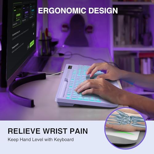 SABLUTE Wired Large Print Backlit Computer Keyboard with Wrist Rest(Purple) - Image 3