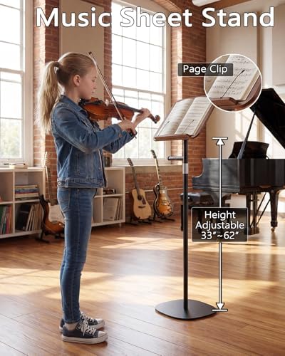 Laptop Stand Floor, Wood Music Stand, Tablet Floor Stands Adjustable Height, Tall Book Stand Hands Free, for Projector, Office, Study, Brown - Image 6