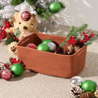 MiniArk Small Storage Baskets for Organizing | Closet Organizer Bins | Shelf Toy Basket | Woven Rope Baskets | Cube Decorative Box | Shallow Basket | 13x8.5x5.1” | 4 Packs Oxide Red - Image 4