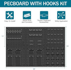 Peg Board Kit, Includes Pegboard and Accessories,with Hooks and Bins,Peg Board Wall Organizer for Office,Ornaments Display,Crafts Organization (129, Black) - Image 4
