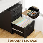 3 Drawer Mobile File Cabinet with Lock and 4 Keys - Image 6