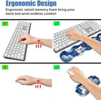 4 in 1 Ergonomic Memory Foam Mouse Pad Wrist Rest Set, Large XXL Gaming Desk Pad + Keyboard Wrist Rest + Mouse Wrist Cushion + Coaster for Home Office Study Gaming, Cute Cat - Image 5