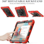 SEYMAC stock Case for Samsung Galaxy Tab S10 Lite / S10 FE / S9 FE 5G / S9 Tablet Case 10.9''/ 11'' Protective with Screen Protector, Pen Holder, 360 Rotate Stand, Hand Strap, Shoulder Strap, Red - Image 4