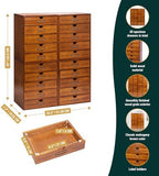 Fully Assembled Modular Stackable 20-Drawer Set of 4 Retro Wood Countertop Organizer Drawers - Mini Filing Cabinets for Desktop - Apothecary Card Catalog Library Storage Drawers w/ Label Holders - Image 2