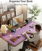 Aothia Faux Leather Desk Mat - Large Mouse Pad, Non-Slip PU Leather Blotter, Waterproof Writing Surface for Office and Home (Iris Violet, 63" x 24") - Image 3