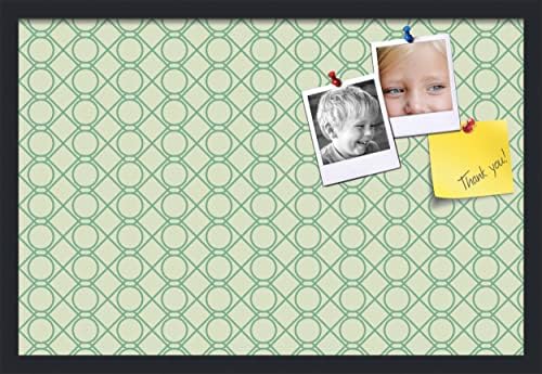 PinPix 27x18 inch Cork Bulletin Board. This Decorative Framed Pin Board Comes with Diamond Pattern in Green Design and Satin Black. Ideal for Home, Office Decor or School (PinPix-586) by PinPixBulletinBoards