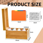 4 x 6 Inches Index Card Holder Set, Bamboo Organizer Box, Wooden Color - Image 2