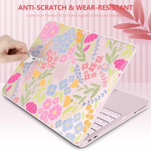 for MacBook Neo 13 inch Case 2026 (Model A3404, A18 Pro) Precision Fit & Scratch Unique Design Hard Shell, Keyboard Cover, Trackpad Protector, 2 OTG Adapter, for Women Cute, Spring Floral - Image 7