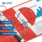 Premium Economy 3-Ring Binder, Spine Label, 1" Round Rings, Red, 6 Pack - Image 2
