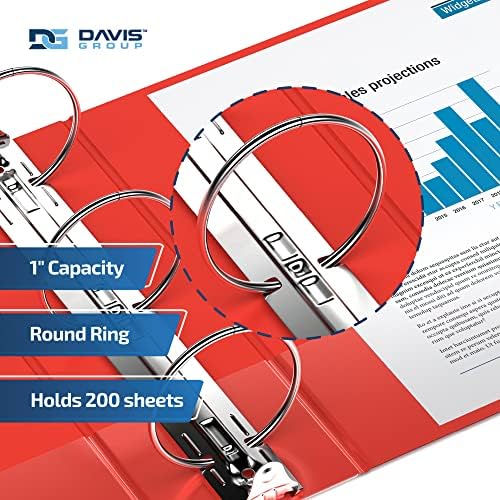 Premium Economy 3-Ring Binder, Spine Label, 1" Round Rings, Red, 6 Pack - Image 2