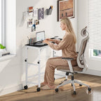Snughome Mobile Keyboard Tray with Mouse Pad, Height Adjustment 21.6"-31.1", Keyboard Standing Desk, Rolling Under-Desk Extender with Lockable Casters, Desk Accessories for Home Office, White - Image 6