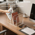 Acrylic Desk Organizer Book Organizer, Magazine File Holder, Vertical File Organizer Stand File Folder Holder, Mail Organizer Countertop Mail Sorter File Sorter, Clear Book Ends Book Holder - Image 5