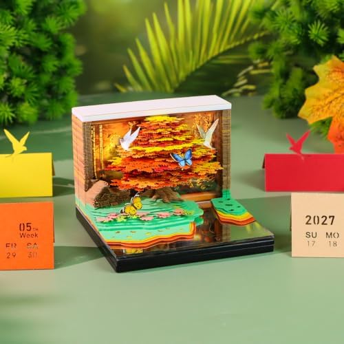 2027 3D Calendar, Paper Carving Sticky Notes, Creative Memo Pad with Light - Image 4