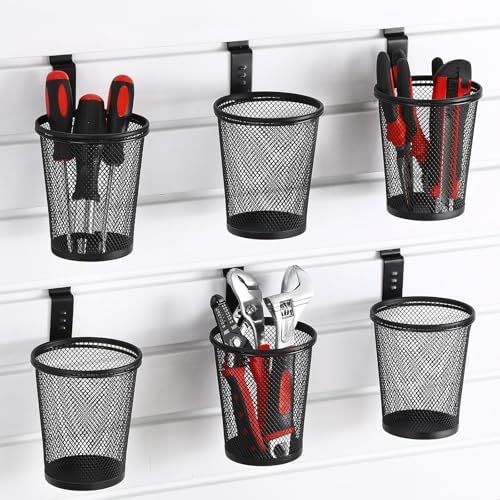 Briwooody 6 Set Slatwall Cups with Hook, Holder Accesories, Large, Black by Briwooody