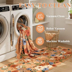 DUKINO 6x9 Area Rugs, Floral Washable Rug for Living Room Non Slip, Orange - Image 6