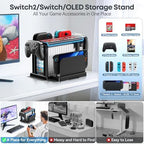 Switch 2/1/OLED RGB Organizer Station with Controller Charging Dock, Switch Storage Stand, Joycon 1/2 Charger, Gaming Accessories Holds TV Dock, 16 Game Cases, 18 Game Cards, and 2 Pro Controllers - Image 5