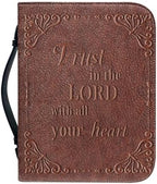 Elegant Cross & Scripture Bible Cover Case for Men Women Fashion PU Leather Bible Book Case Lightweight Portable Brief Case Stationary Supplies Storage by Glomenade