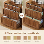 SEDETA 4 Drawers File Cabinet, 33" Farmhouse Filing Cabinets for Home Office fit Legal/Letter/A4 File, Wood Office File Cabinet with Power Outlets, Printer Stand with Storage, Brown - Image 4