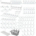 Hiltex 53108 100 Piece Metal Peg Board Hooks and Accessories Set, Pegboard Hooks Assortment, Bins & Hooks for Crafts, Organizer for Garage, Peg Board Tool Utility Hook, 1/4 Pegboard Hooks Accessories by Hiltex