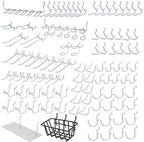 Hiltex 53108 100 Piece Metal Peg Board Hooks and Accessories Set, Pegboard Hooks Assortment, Bins & Hooks for Crafts, Organizer for Garage, Peg Board Tool Utility Hook, 1/4 Pegboard Hooks Accessories by Hiltex
