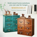 Vintage Card Catalog Drawers for Desktop - 6-Drawer Mini Wood Cabinet - Teal Turquoise Organizer, Fully Assembled - Image 7