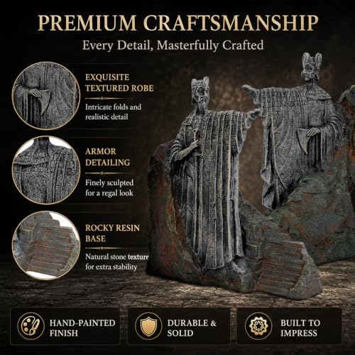 Large 9 Inch Resin Bookends - Heavy Duty Decorative Book Ends for Shelves, Book Holder Supports for Office, Library, Living Room Decor Gift - Image 3