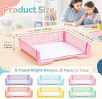 Set of 6 Pastel Turn in Trays for Teachers Stackable Classroom Paper Letter Trays Plastic Classroom Desk Letter Organizer Tray Storage Baskets for Library, Drawers, Office, Home - Image 2