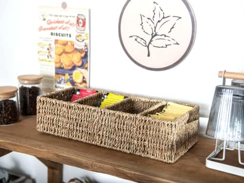 StorageWorks Seagrass Storage Baskets with Dividers for Pantry Shelves - Image 4