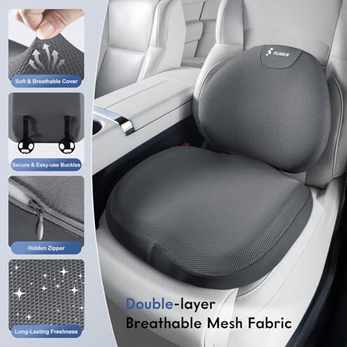 FLORICH Seat Cushion and Lumbar Support Pillow for Office Chair Car, Ergonomic Memory Foam Back Support for Office Gaming Chair Driving Seat Wheelchair, Relieves Neck, Back & Sciatica Pain – Gray - Image 2
