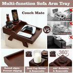 GHKINMAL Couch Cup Holder Tray, 15.4"x9.9" Large 4 in 1 Couch Armrest Table with 360°Rotated Phone Holder, Non-Slip Clip on Side Table for Drinks/Remote/Snacks, Ideal Gift for Husband, Wife, Parents - Image 3