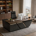 SAINTCY Professional Executive Desk with Privacy Panel & Drawers | Electric Standing Desk for Law Firms, Financial Offices & Corporate Campuses | Modern Workspace Solution (Right Return, 87 in) by SAINTCY