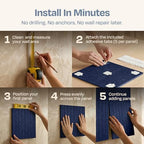 X-Large Cork Board Alternative 12-Pack Felt Bulletin Board Thick and Decorative Pin Board for Home Office Walls 47.24 x 35.43 Inches with 72 Adhesive Tabs - [Denim Blue] - Image 5