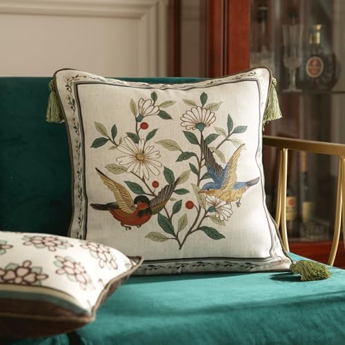 ISAENNE Designer Linen Square Throw Pillow Cover,Set of 2,18"x18"-Brune B - Image 2