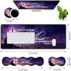4 in 1 Ergonomic Memory Foam Mouse Pad Wrist Rest Set, Large XXL Gaming Desk Pad + Keyboard Wrist Rest + Mouse Wrist Cushion + Coaster for Home Office Study Gaming, Bible Verse Philippians 4:13 - Image 2