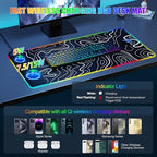Mouse Pad with Phone Holder, Wireless Charging Desk Mat, RGB Gaming Mousepad Home Office Large Desk Pad with Ultra-Smooth Surface, Non-Slip Base, Waterproof Keyboard Pad,Topographic Black - Image 2
