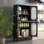 GAIOUS Black Kitchen Pantry Cabinet,Storage Cabinet with Acrylic Glass Door - Image 5