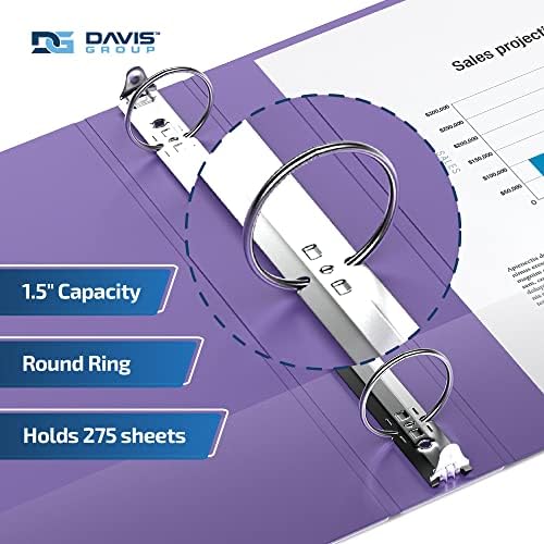 Premium Economy 3-Ring Binder, Spine Label, 1.5" Round Rings, Purple, 6 Pk - Image 2