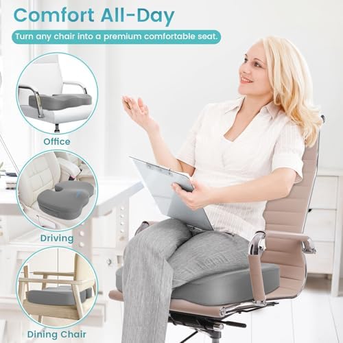 Gel Seat Cushion, Cooling Memory Foam Cushion for Office Chair, Gray - Image 6