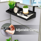 Mind Reader Hanging Cubicle Shelf, Metal Storage Organizer for Cubicle Walls up to 2 Inches Thick, 20.25" x 7", Black - Image 4
