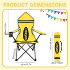 Yellow Crayon Folding Chair for Back to School, Portable Classroom Reading Seat with Armrests, Cup Holder and Carry Bag, School Chair for Study Area and Reading Nook - Image 3