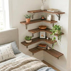 Fixwal Conner Floating Shelves for Wall Decor, Dark Carbonized Black 5pcs - Image 2