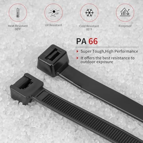 BethTie 300 Pcs Black Zip Ties Assorted Sizes 12"+20"+26"+36" 220 LBS - Image 6