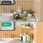 NPPLUS 2 Tier Acrylic Bathroom Counter Organizer, Clear Bathroom Countertop Corner Organizer, 2-Tier Corner Storage Shelf Vanity Trays, Home Storage Holder for Makeup Cosmetics Perfume Organizer - Image 5