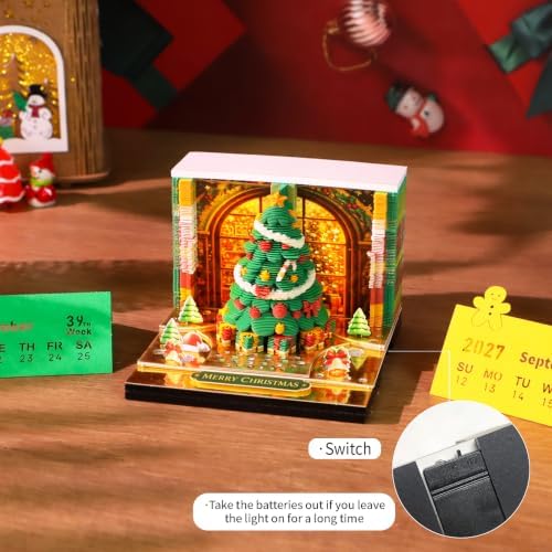 3D Art Calendar Memo Pad 2027,Time Piece Calendar 3D Christmas Tree Notepad Creative Rip Away Calendar Paper Carving Note - Image 3