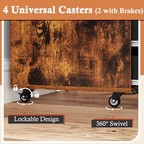 DREAMADE Rolling File Cabinet, 5-Drawer Under Desk File Cabinet - Image 5