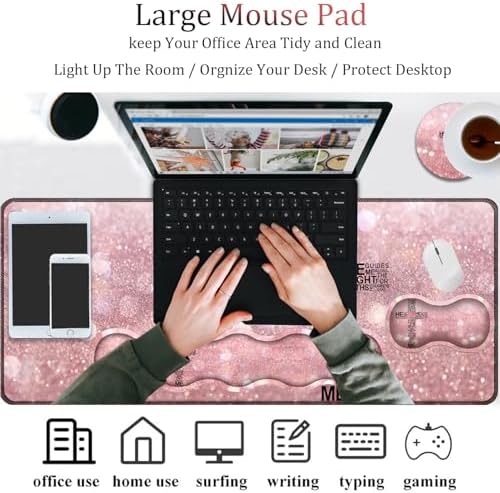 4 in 1 Mouse Pad Combo, Large Gaming Mouse Pad + Keyboard Wrist Support + Mouse Wrist Rest + Coaster, Table Pad 31.5 "x 11.8" with Memory Foam Ergonomic Wrist Pad Set, God Jesus Christ - Image 4