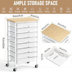 caktraie 8-Drawers Rolling Cart, Craft Storage Utility Cart, White layer - Image 2